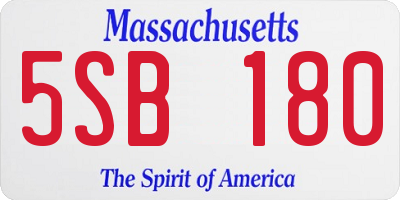 MA license plate 5SB180