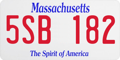 MA license plate 5SB182