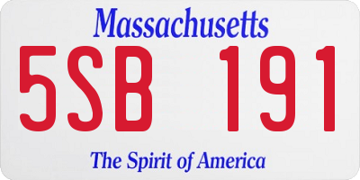 MA license plate 5SB191