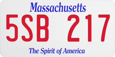 MA license plate 5SB217