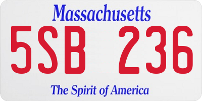 MA license plate 5SB236