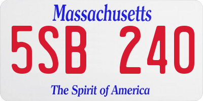 MA license plate 5SB240