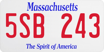 MA license plate 5SB243