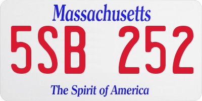 MA license plate 5SB252