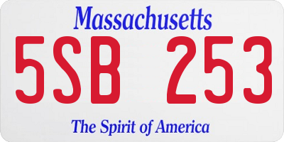 MA license plate 5SB253