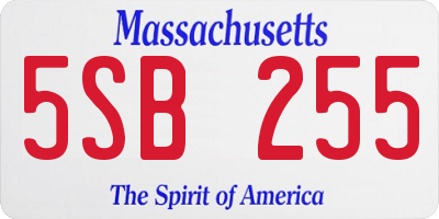 MA license plate 5SB255