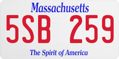 MA license plate 5SB259