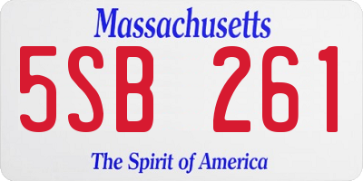 MA license plate 5SB261