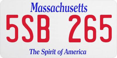 MA license plate 5SB265