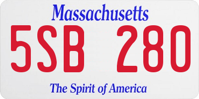 MA license plate 5SB280