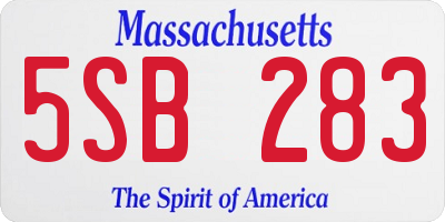 MA license plate 5SB283