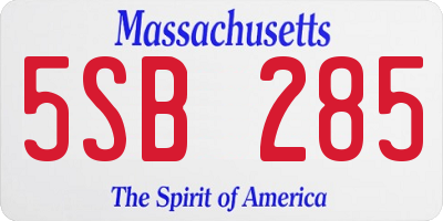 MA license plate 5SB285