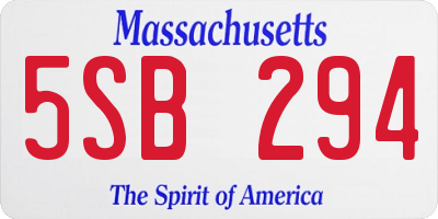 MA license plate 5SB294