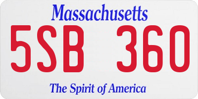 MA license plate 5SB360