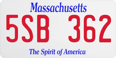 MA license plate 5SB362