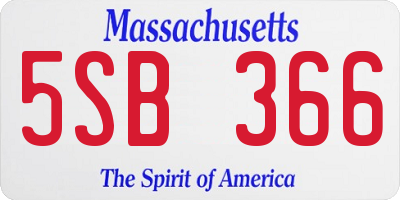 MA license plate 5SB366