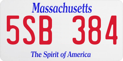 MA license plate 5SB384