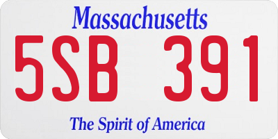 MA license plate 5SB391