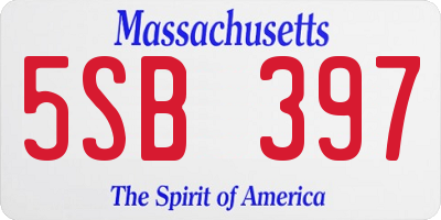 MA license plate 5SB397