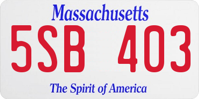 MA license plate 5SB403