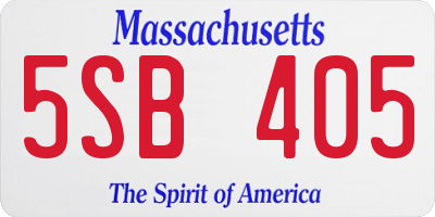 MA license plate 5SB405