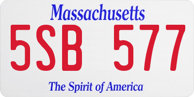 MA license plate 5SB577