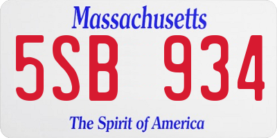 MA license plate 5SB934