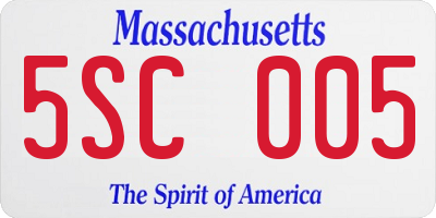 MA license plate 5SC005