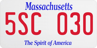 MA license plate 5SC030