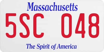 MA license plate 5SC048