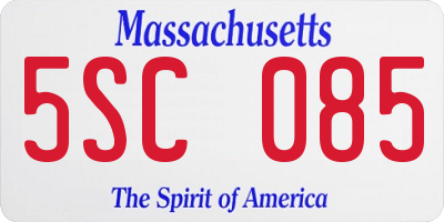 MA license plate 5SC085