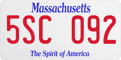 MA license plate 5SC092