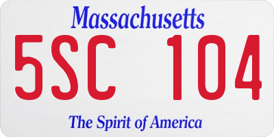 MA license plate 5SC104