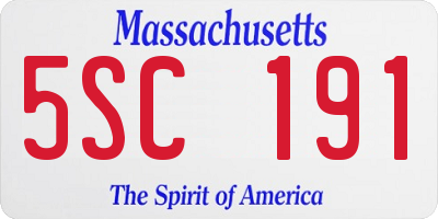 MA license plate 5SC191