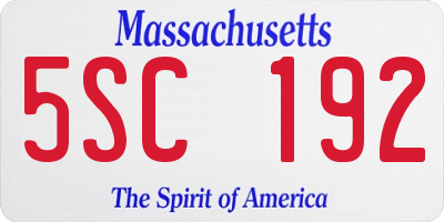 MA license plate 5SC192