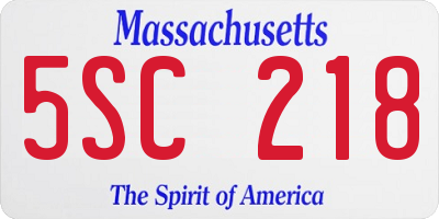 MA license plate 5SC218