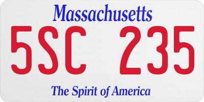 MA license plate 5SC235