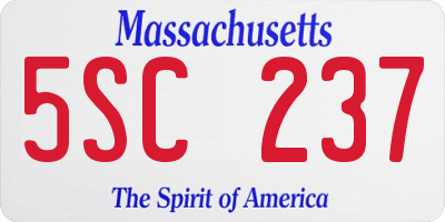 MA license plate 5SC237