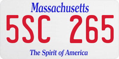 MA license plate 5SC265