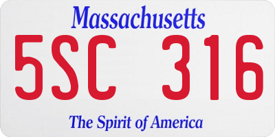MA license plate 5SC316