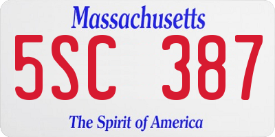 MA license plate 5SC387