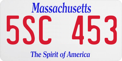 MA license plate 5SC453