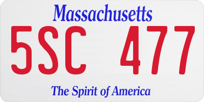 MA license plate 5SC477