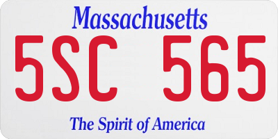 MA license plate 5SC565