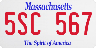 MA license plate 5SC567
