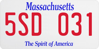 MA license plate 5SD031