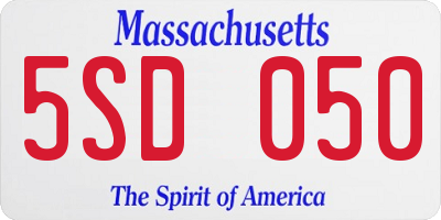 MA license plate 5SD050