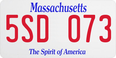 MA license plate 5SD073