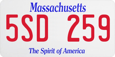 MA license plate 5SD259