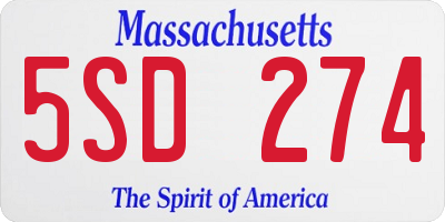 MA license plate 5SD274